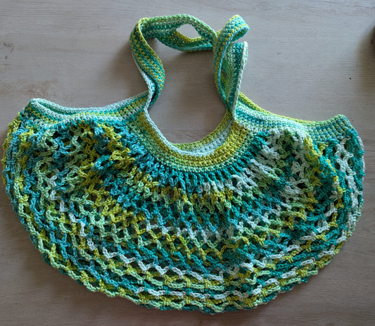 Mesh Market Bag - Green Stripes